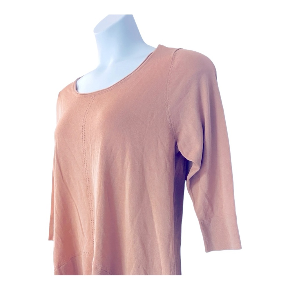 Monroe & Main Flutter Hem Light Sweater Blush Pink Hi Low Romantic Tunic Top - Picture 8 of 16